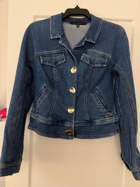 Women's WHBM Dark Blue Denim Jacket with Silver Buttons size 4